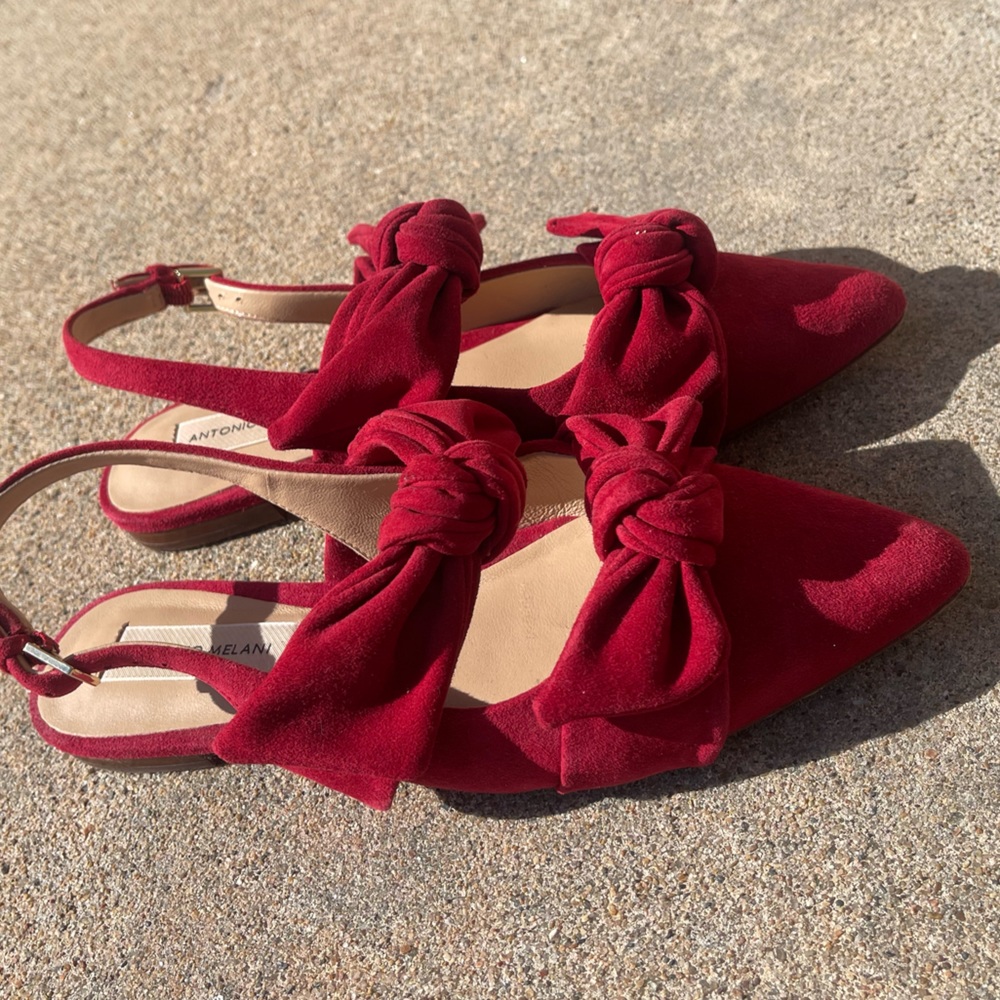 Antonio Melani Remalyn Double Bow Red Suede Flats